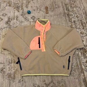 NWOT Small Free People Movement Tan Clay Combo Hit the Slopes Fleece Pullover